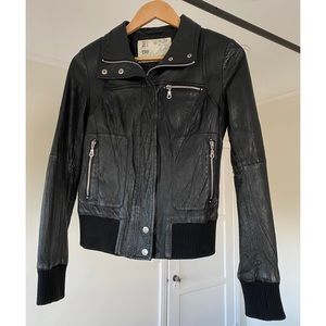 TRF Leather Bomber Jacket TRF Leather Collection - black